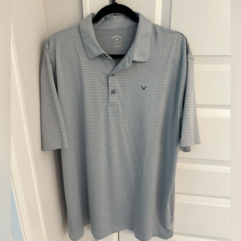 Men’s Callaway Short-Sleeve Gray & White Striped Polo